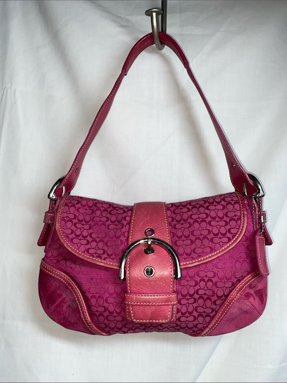 Vintage Coach 6818 Pink Magenta Signature Shoulder Bag Y2K
